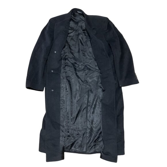 Lauren Ralph Lauren Overcoat Size 44L Cashmere Wool Blend Long Black Mens - Picture 4 of 7